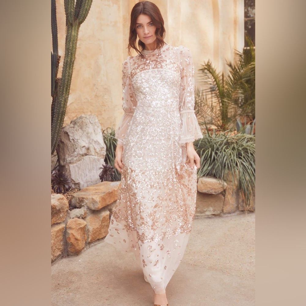 Elegant Patchwork Sequin Gown- Needle and Thread